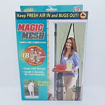 Magic Mesh Deluxe Hands Free Magnetic Screen Door 83  X 39  Black New In Box • $8.99