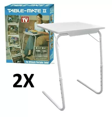 2x Adjustable Table Mate Ii Portable Tv Dinner Laptop Tray Folding Desk Sofa Bed • £32.99