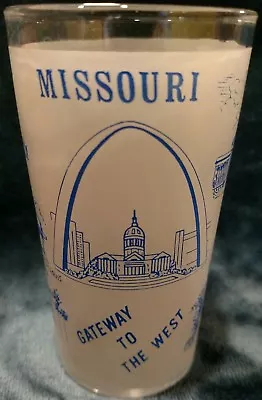 VINTAGE 1960's HAZEL ATLAS MISSOURI MAP FROSTED STATE SOUVENIR GLASS  • $9.88