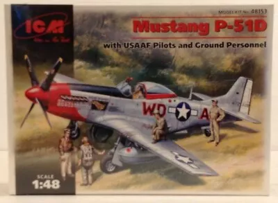 ICM 48153 Mustang P-51D Fighter Plane W USAAF Pilots Ground Personnel 1/48 NIB  • $19.99