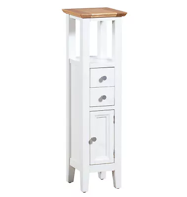 Small Oak Off White Painted Hallway Storage Cupboard/Tower | Wood Corner Unit • £85.99