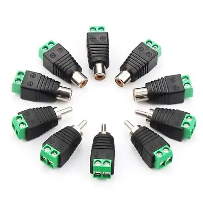 5 Pairs Speaker Wire Cable To Male / Female RCA LED Connector Adapter Plug Jack • £3.88