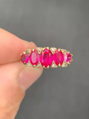 9ct Gold Ruby & White Spinel Large Ring Victorian Style 9k 375 • $4.22