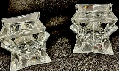 Vintage CRYSTAL CANDLE HOLDERS Over 24% FULL LEAD Rotated Pattern • $9