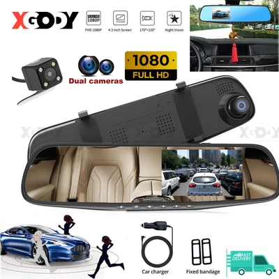 $40.99 • Buy 1080P Dash Camera Rear View Car Cam Reversing Mirror Front And Rear DVR Recorder