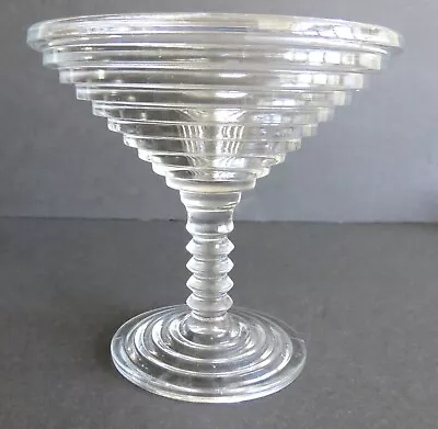 Anchor Hocking Manhattan Ribbed Clear 5-in Martini Glass Compote Depression Era • $12