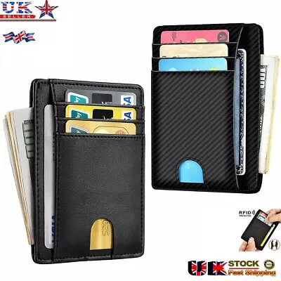 Mens RFID Blocking Leather Wallet Credit Card ID Holder Zipper Purse • £3.59