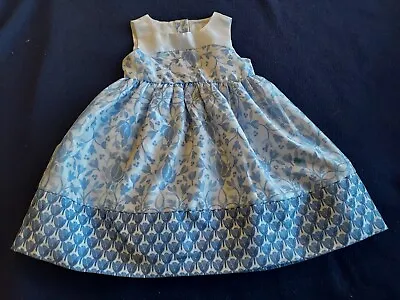 Dressed Up By Gymboree 18-24 Egg Hunt Duppioni Dress Blue White Floral PLAY • $7