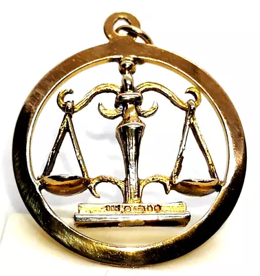 Scales Of Justice Charm Fob Pendant Solid 9ct 9 Carat Gold Courts Police Lawyer • £215.99