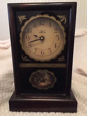 WOOD WUERSCH  FALL RIVER MASS CLOCK Working & Keeps Time Battery Village Scene • $100