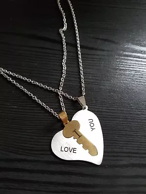 I Love You Lock Key Heart Stainless Steel Pendant For Couple Necklace • $9.99