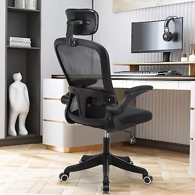 Executive Office Chair Ergonomic High Back Mesh Chair With Flip-up Armrests B • $39.82