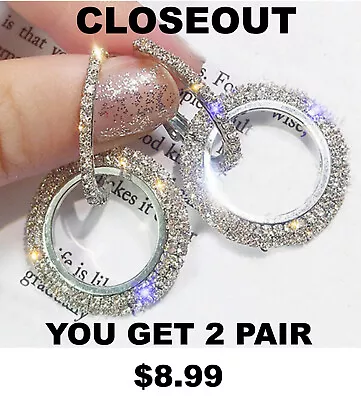 Stunning Gold Plated Multi Hoop Multi Micro Paved CZ Hoop Earrings • $8.99