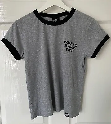 WORN ONCE Illustrated People  You're Basic Bye  T-shirt Tee Top Grey Size M • £15.99