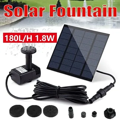 1.8W Solar Panel Powered Water Feature Pump Garden Small Pond Aquarium Fountains • £9.99