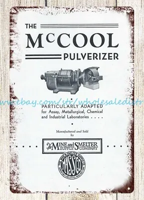 1940's MASSCO Mine & Smelter McCool Pulverizer Metal Tin Sign Home And Decor • $18.97