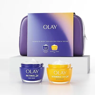 NEW Olay Regenerist AHA24 Day + RETINOL24 Night Cream (50ml) + Wash Bag Gift Set • £40