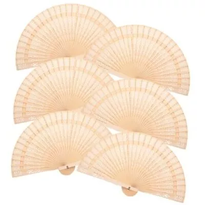  6PCS Sandalwood Folding Fans Handheld Foldable Fans Vintage Japanese Chinese  • $18.97