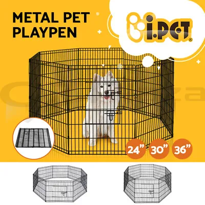 I.Pet Pet Dog Playpen Enclosure Cage 8 Panel Puppy Fence Play Pen Fold 24/30/36  • $38.95