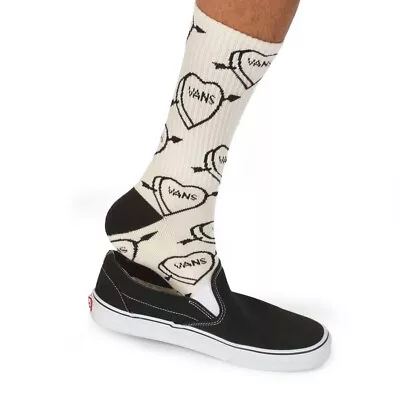 VANS LOVE HATE Crew Ribbed Socks Cushioned Unisex EU 38.5-42 • $15.95