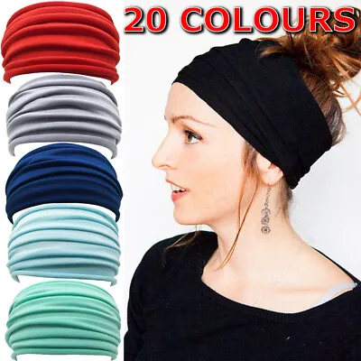 Womens Running Soft Wide Hairband Yoga Elastic Stretch Headband Turban Head Wrap • $5.95