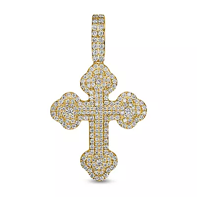 Men's 10K Yellow Gold Genuine Diamond Religious Cross Charm Pendant 1 CT 1.5  • $947.75