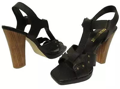 Colin Stuart Open Toe High Heels Womens Size 8 B Brown Platform T-Strap Shoes • $19.56