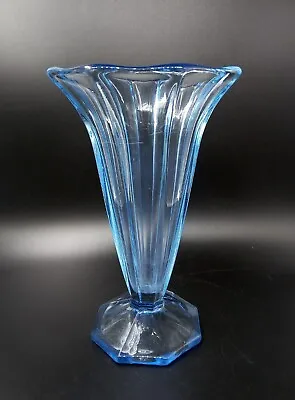 Vintage Walther & Sohne Blue Glass 'Trafalgar' Vase #44014 Germany 20.5cm Tall • £22.45