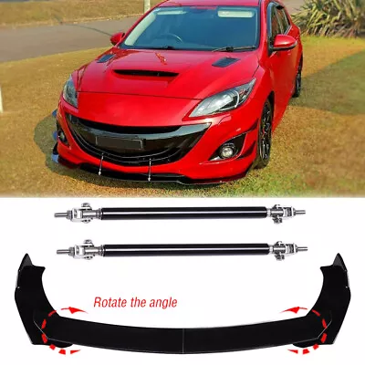 Front Bumper Chin Lip Splitter Spoiler Body Kit + Strut Rods For Mazda RX-7 RX-8 • $95.11