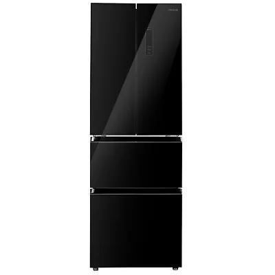 ElectriQ 320 Litre French Style American Fridge Freezer - Black Glass EiQ60FDFF • £519.92