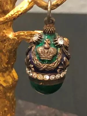 Green & Blue Enamel & Malachite Russian Faberge 1 In Egg Pendant • $129.99
