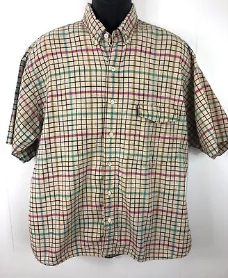 Salty Dog By Gant Men's Size 1X Big Plaid Short Sleeve Button Up Shirt Vintage • $16.99