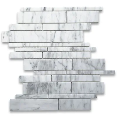 C78XH Carrara White Marble Random Strip Modern Brick Mosaic Tile Honed • $15.99