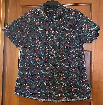 Marc Anthony Luxury Slim Fit Button Up Alligator Pineapple Hawaiian Shirt XL • $7.99