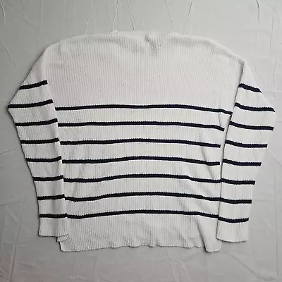 Madewell Pullover Sweater Crew Neck White/Blue Striped Size Medium • $14.99