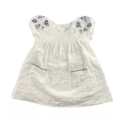 Mayoral Dress 12 Months Baby Summer White W Blue Floral Embroidery Smocked Cute • $24.99