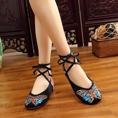 £22.60 • Buy Chinese Old Beijing Flats Women Casual Shoes Butterfly Embroidered Cloth Shoes
