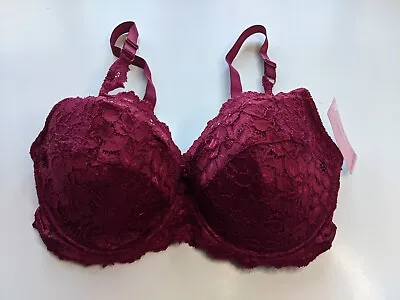Daniel Axel Valbonne Bra Underwired Lightly Padded Full Cup Bra Plus Sizes Red • £8.99