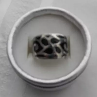 Stainless Steel Black Swirl Design Ring Size 7 #ST120 • $12.99
