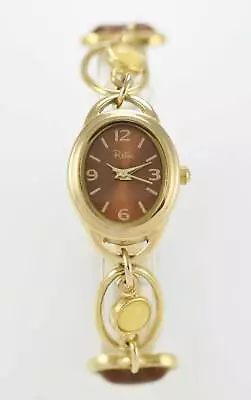 $14.68 • Buy Relic By Fossil Gold Ladies Easy Read Wooden Pearl Charm Quartz Battery Watch