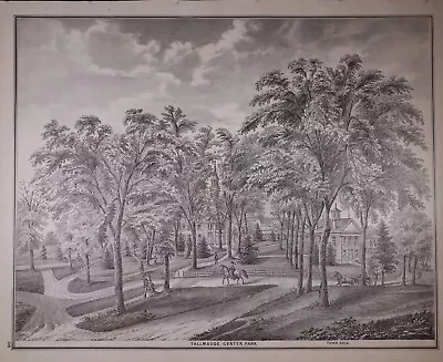 1876 Print ~ TALLMADGE CENTER PARK - TOWN HALL SUMMIT Co. OHIO • $36.55