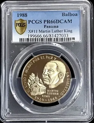 1988 Panama 1 Balboa Martin Luther King Churc Coin Pcgs Proof 66 Dcam • $195