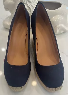 NWOB J.Crew Women's Navy Blue Espadrille Wedge Shoes  Sz 7.5 • $30