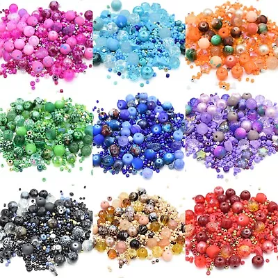 80g X Mixed Shape Type And Size Glass Beads For Jewellery Making - Pick Colour • £4.70