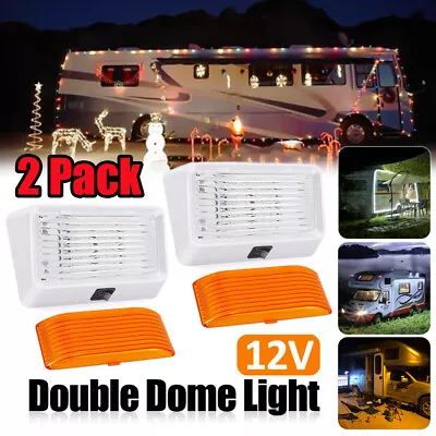 $21.49 • Buy 2X 12V Light Fixture LED RV Exterior Porch Utility Light Switch Clear/Amber Lens