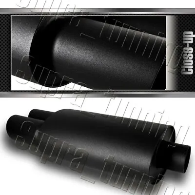 Universal 3  Dual Slant Tip DTM 3  Inlet Black Stainless Exhaust Weld-On Muffler • $48.95
