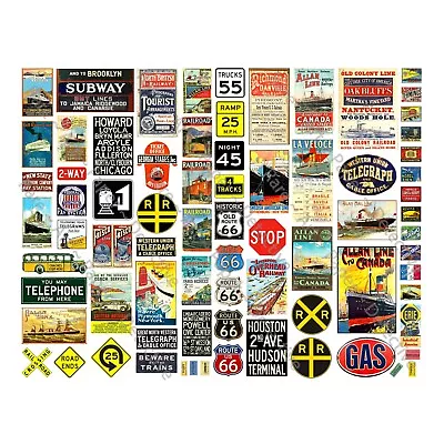 Dollhouse Miniatures Travel Signs Model Railroad Advertising 1 STICKER SHEET • $8.76