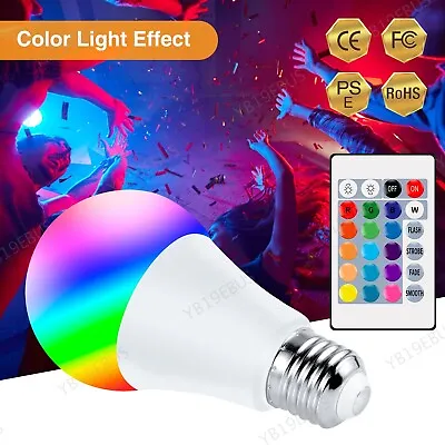 E27 RGB Magic Light LED Lamp Bulb With Wireless Remote Control 16 Color B19 • $4.35