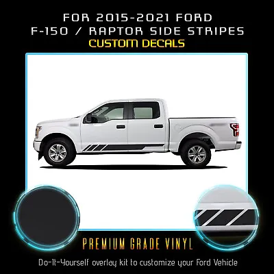 For 15-21 Ford F-150 / Raptor Side Stripes Graphic Overlay Decal - Matte Vinyl • $14.95