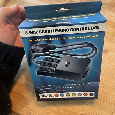 3 Way Scart Lead Splitter Switch Box Adapter Philex Very Good Condition Boxed • £1